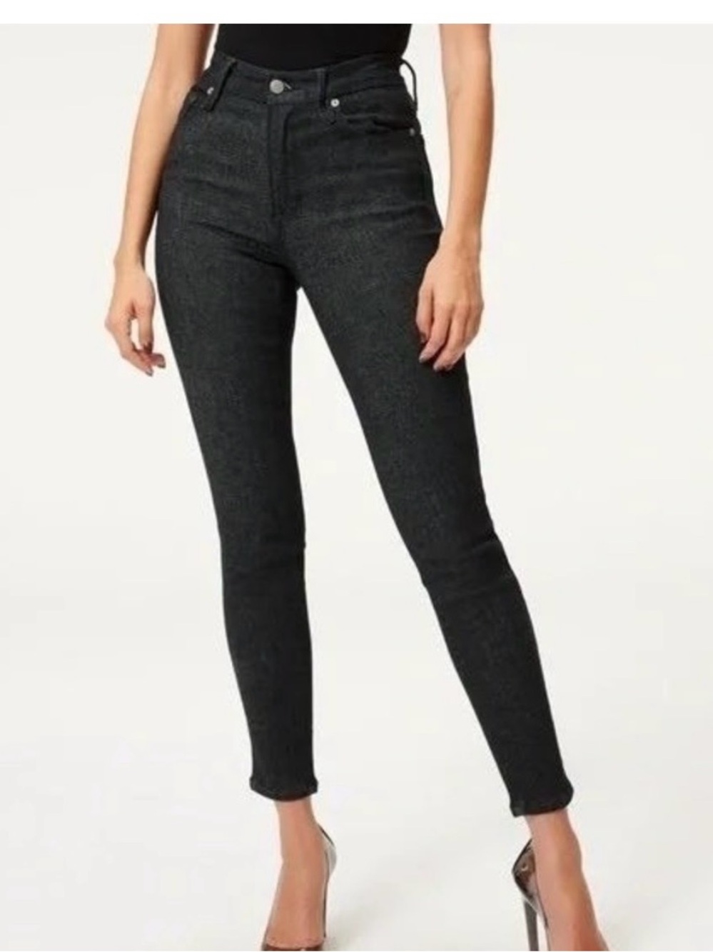 Good American Black Skinny Jeans - High Rise